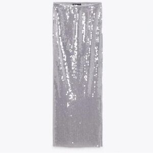 Zara Silver Sequin Pencil Skirt